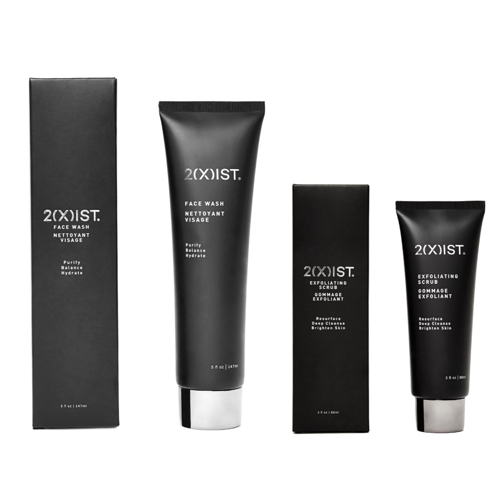 2(X)IST Men Charcoal Face Wash & Exfoliating Scrub Set 2pc New in Box